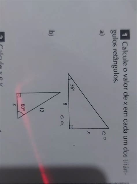 calcule o valor de x em cada um dos triângulos retângulos brainly br