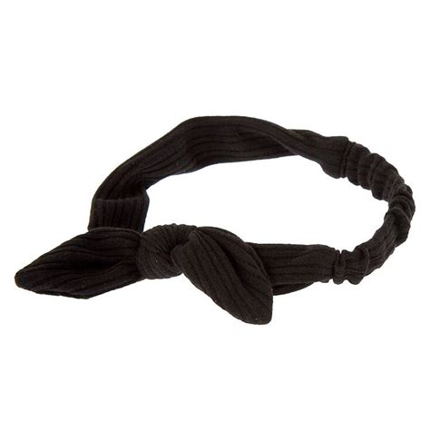 Ribbed Knot Bow Headwrap Black Claires Us