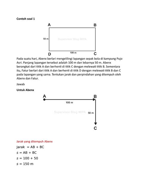 Contoh Soal Jarak Dan Perpindahan Contoh Soal 1 Pada Suatu Hari