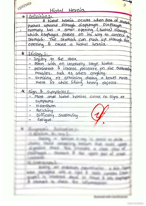 Solution Hiatal Hernia Nursing Handwritten Notes Studypool