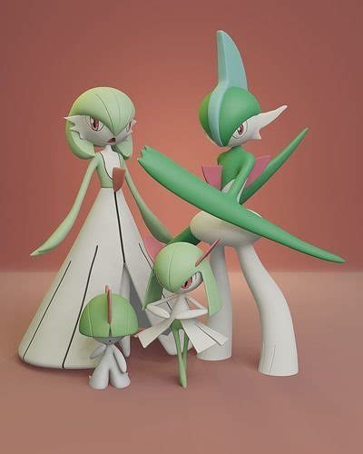 Pokemon Ralts Kirlia Gardevoir And Gallade 3d Model 3d Printable