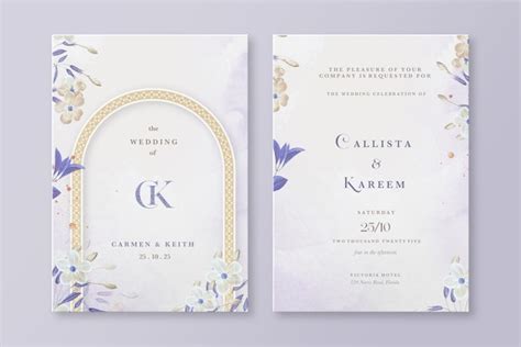 Faire Part De Mariage Floral Islamique Avec Fleur Bleue Psd Premium