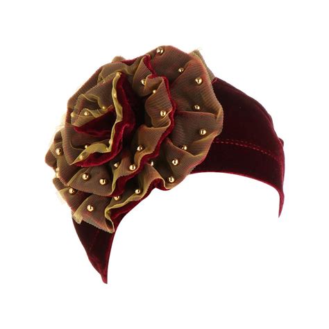 Buy Women Pearl Beading Floral India Hat Muslim Ruffle Cancer Chemo