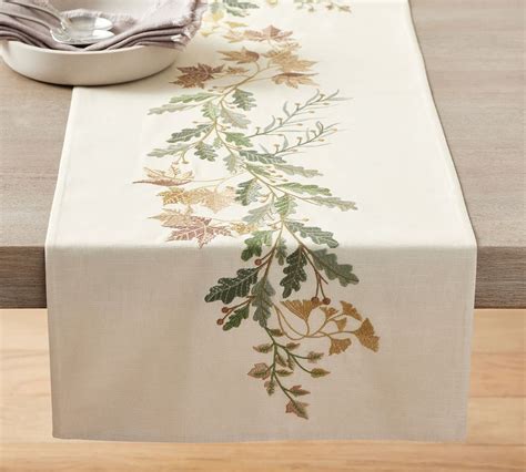 Autumnal Botanical Cotton Linen Table Runner Pottery Barn