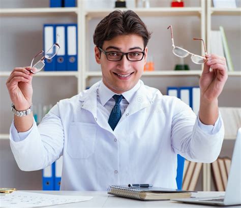 Doctor Optician Prescribing Holding Optical Glasses Stock Photo Image