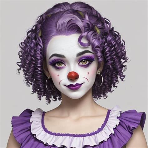 A Pretty Female Clown Wearing Purple Purple Clown