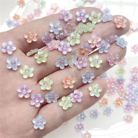 Pcs New Mm Cute Mini Mixed Flower Resin Craft Flat Back Jewelry