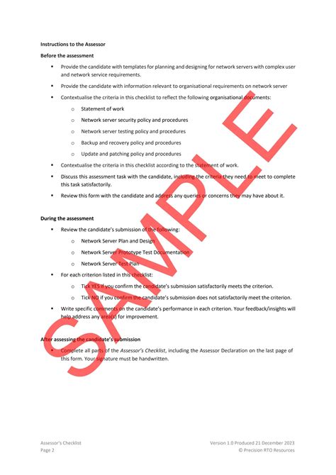 ICTNWK540 Workplace Assessment Task 01 Assessor S Checklist V1 0