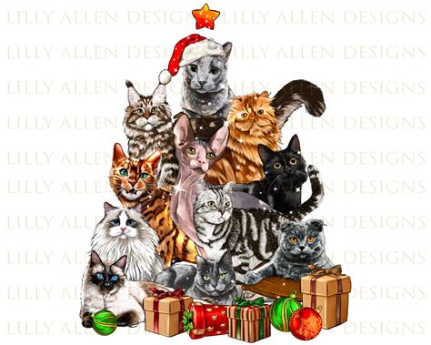 Christmas Cats Tree Png Sublimation Designchristmas Cats Etsy