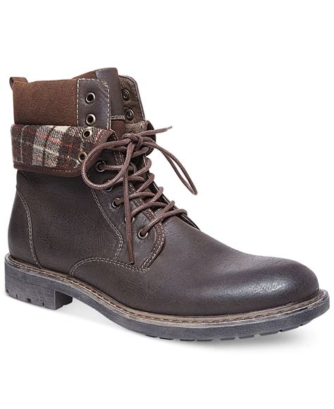 Steve Madden Madden Neptun Plaid Collar Boots In Brown For Men Lyst