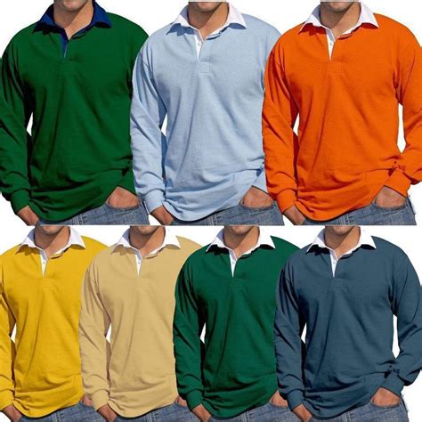 Rugby Shirt Front Row Mens Plain Long Sleeve New 100 Cotton Fr1 Ebay Long Sleeve Rugby