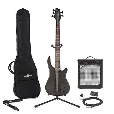 Disc Lexington 5 String Bass Guitar 35w Amp Pack Trans Black