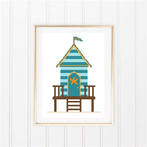 Beach Hut Cross Stitch Pattern Beach House Pattern Beach Etsy