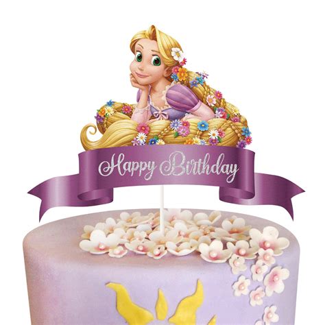 Buy LYNHEVA Glitter Rapunzel Happy Birthday Cake Topper Tangled Theme