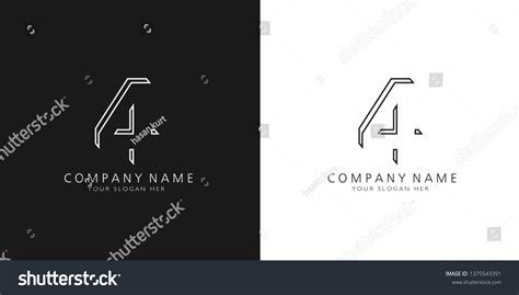 4 Logo Numbers Modern Black White Stock Vector (Royalty Free) 1375543391