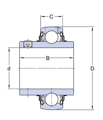 Подшипник UC 208 D1, NSK (Япония), 40х80х49,2 мм, шариковый радиальный ...