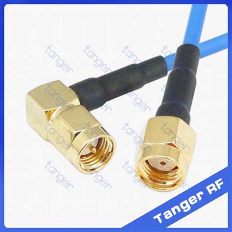 Tanger Sma Male Right Angle To Rp Sma Male Connector With Rg405 Rg086 Coaxial Jumper Blue Cable