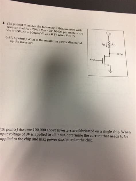 Solved Consider The Following Nmos Inverter With Resistor