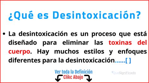 Desintoxicación Significado Funciones Y Usos