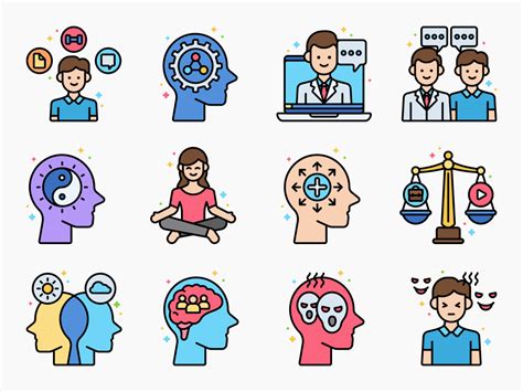 70 Psychology Icon Set Flat Icons