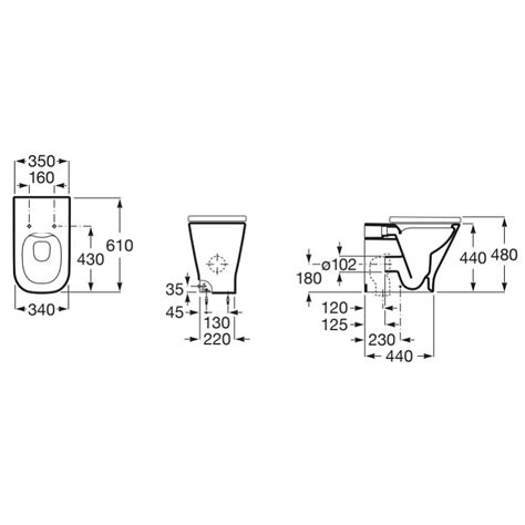 Taza Rimless Altura Confort Pared Salida Dual SQUARE THE GAP ROCA