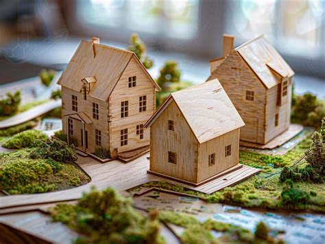 Premium Photo | Wooden Model Houses on Miniature Landscape