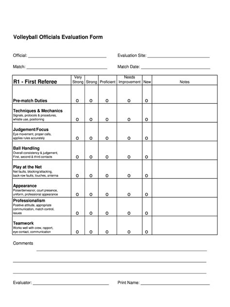 Volleyball Evaluation Form 2020 2022 Fill And Sign Printable Template