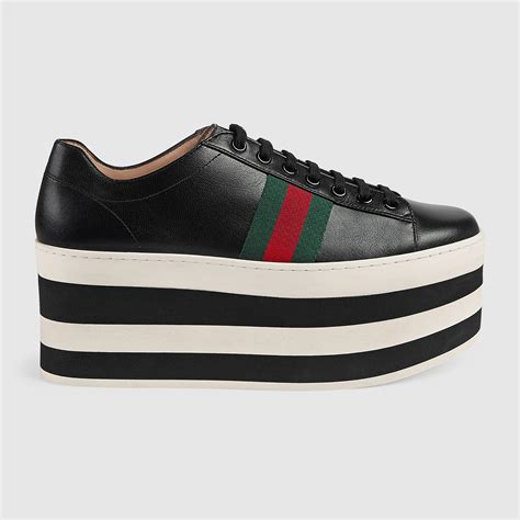 Leather Platform Sneaker Gucci Womens Sneakers 476783d3vn01060