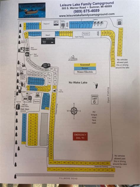 Campground Map – Leisure Lake