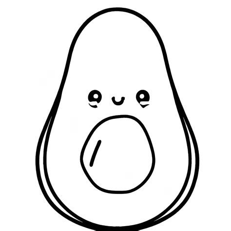 kawaii cute avocado clip art black  white creative fabrica