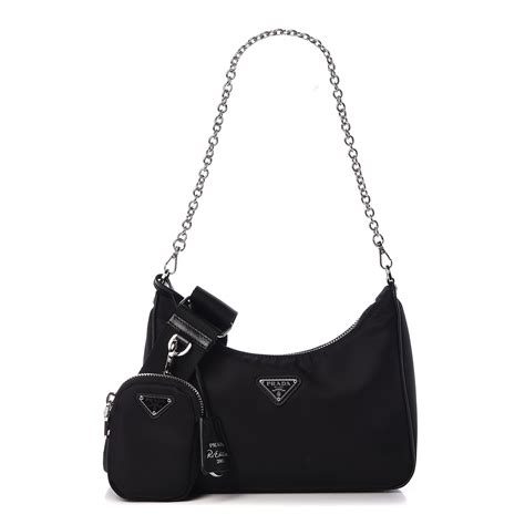 PRADA Nylon Re Edition 2005 Shoulder Bag Black 482497