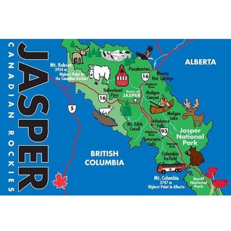 Postcard - Alberta Jasper National Park Map – BIGGLE Souvenirs & Gift Shop