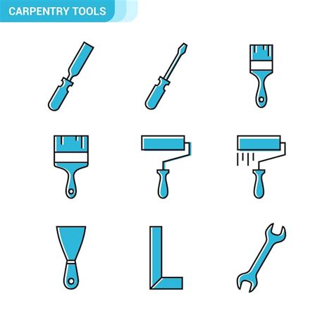 Ensemble D icônes Liées Aux Outils De Menuiserie Divers Outils De