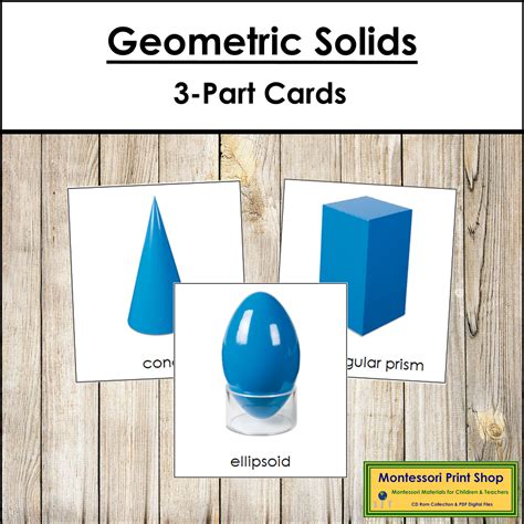 Montessori Geometric Solids 3 Part Cards Primary Geometry Made By