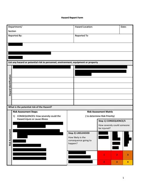 Incident Hazard Report Form Template 1 Professional Templates