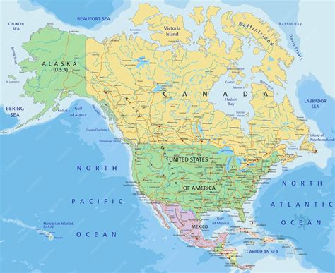Mapa América Do Norte - América do norte mapa político editável altamente detalhado com camadas ...