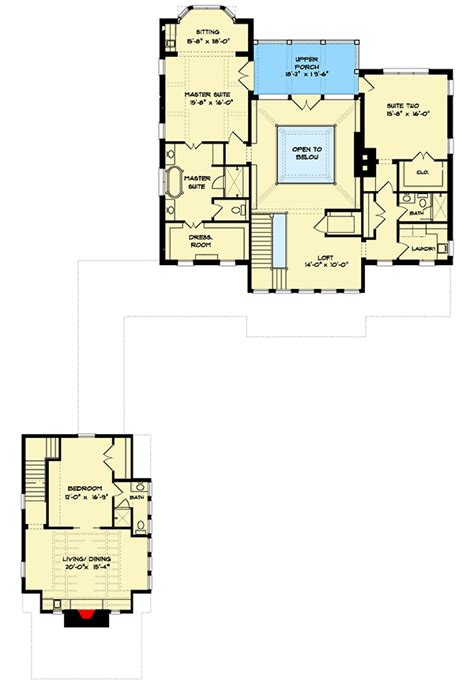 Plan 93109el Exclusive 4 Bed House Plan With Detached In Law Suite