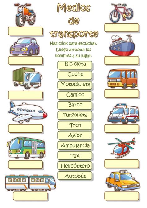 Transportation Worksheet Learn English Vocabulary