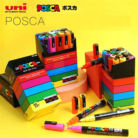 Uni Posca Paint Markers Set Acr Lico Base De Gua Todas As Superf Cies