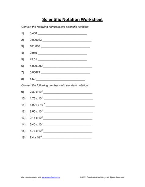 Standard And Scientific Notation Worksheet Printable Word Searches