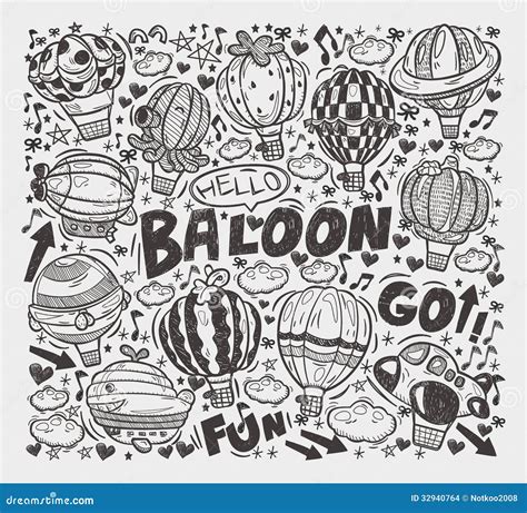 Doodle Hot Air Balloon Elements Stock Images Image 32940764