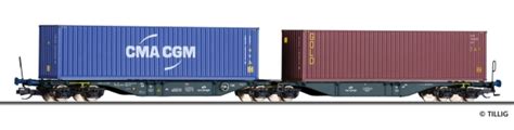 Tillig Containertragwagen Sggmrss Der Pkp Cargo Beladen Mit Zwei