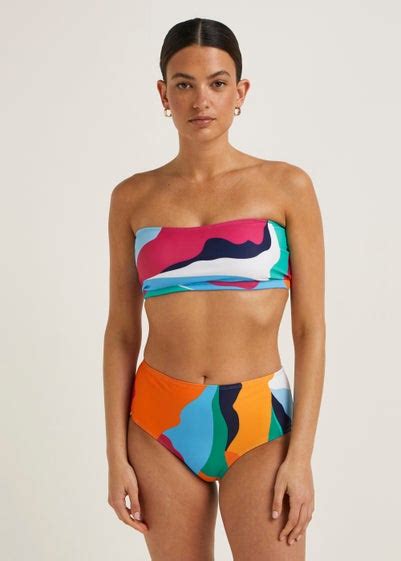 Multicoloured Abstract Print Bandeau Bikini Top Matalan