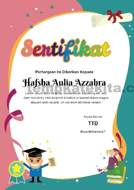 Download Contoh Sertifikat Paud Pendidikan Anak Usia Dini Word