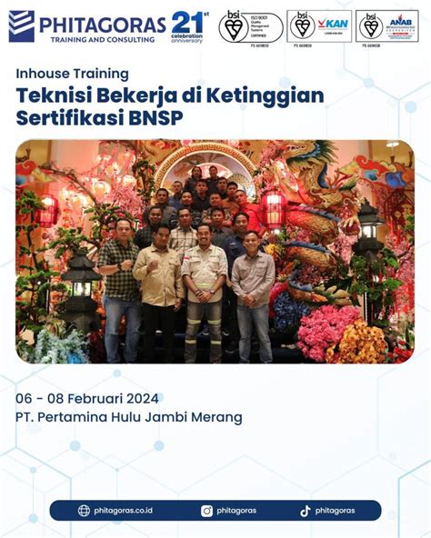 Inhouse Training Teknisi Bekerja Di Ketinggian Sertifikasi BNSP PT