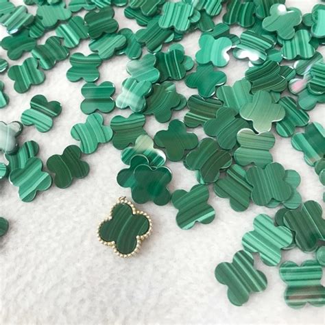 Natural Genuine Malachite Four Leaf Clover Shape Loose Stone Wholesale