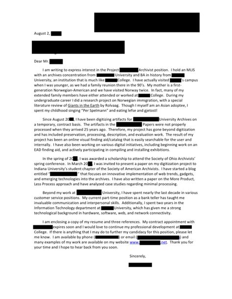 Archives And Museums Open Cover Letters Page 2