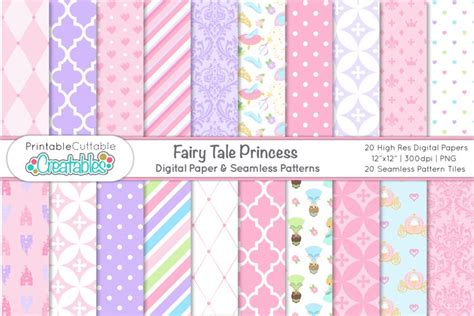 Fairy Tale Princess Digital Paper Seamless Patterns