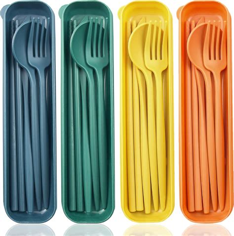 Amazon ELANE 4 Sets Reusable Travel Utensils Set With Case Camping