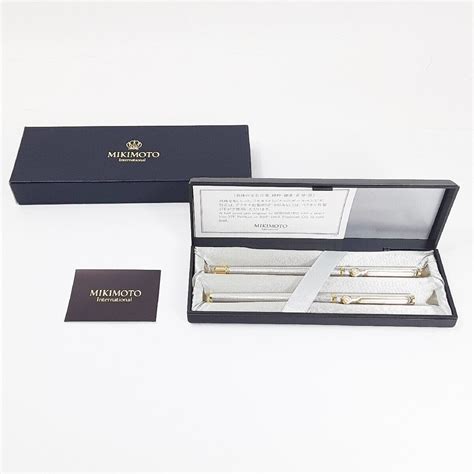 Mikimoto Pearl Ballpoint Pen Twist Mechancial Pencil Set With Box Ebay